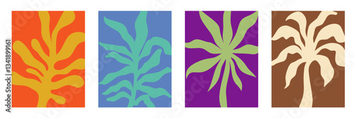 Nature poster vector illustration, flowers and plants, floral botanical design template, modern art prints, posters and placards