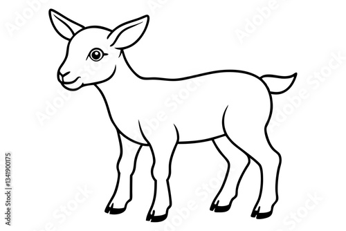 baby goat line art silhouette vector illustration