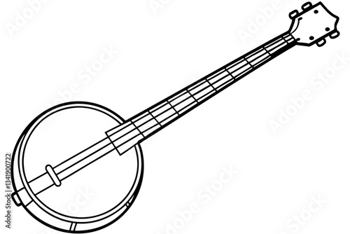 banjo line art silhouette vector illustration