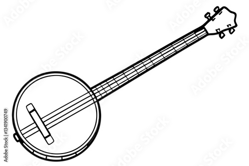 banjo line art silhouette vector illustration