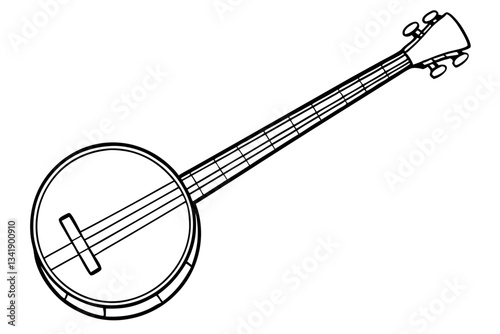 banjo line art silhouette vector illustration