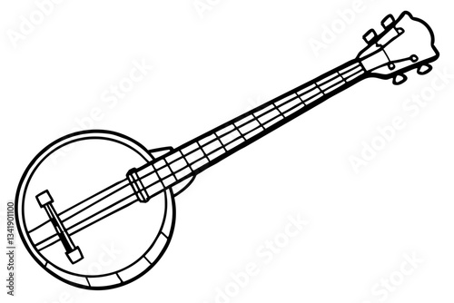 banjo line art silhouette vector illustration