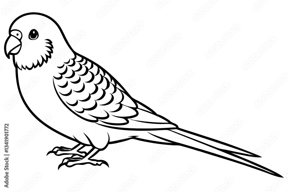 Fototapeta premium budgerigar budgie line art silhouette vector illustration