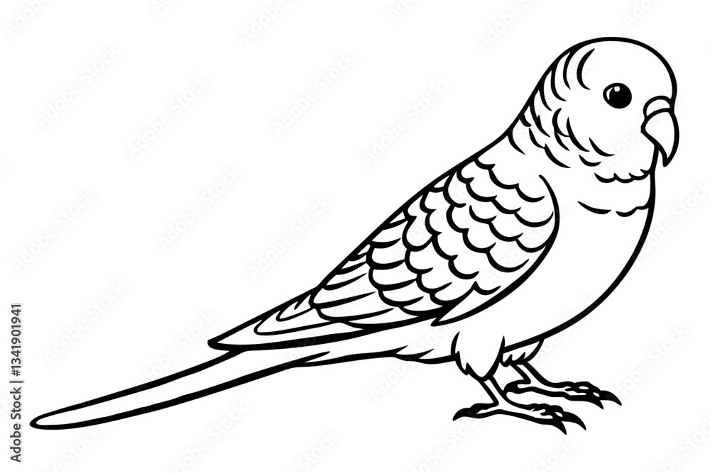 Fototapeta premium budgerigar budgie line art silhouette vector illustration