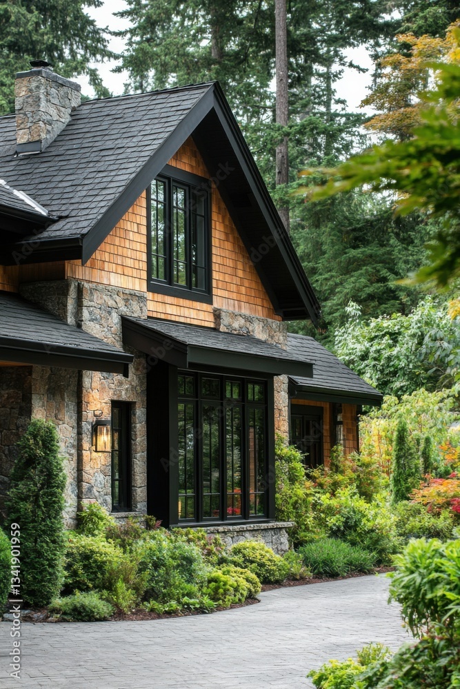 Elegant home exterior surrounded by lush greenery in a scenic landscape during daylight captures the charm of modern architecture and nature’s beauty Elegant home exterior surrounded by lush greenery in a scenic landscape during daylight captures the charm of modern architecture and nature’s beauty