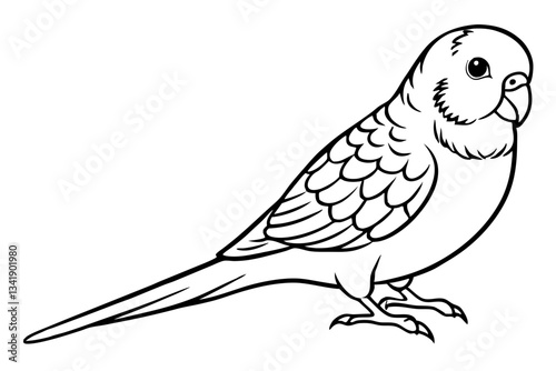 budgerigar budgie line art silhouette vector illustration