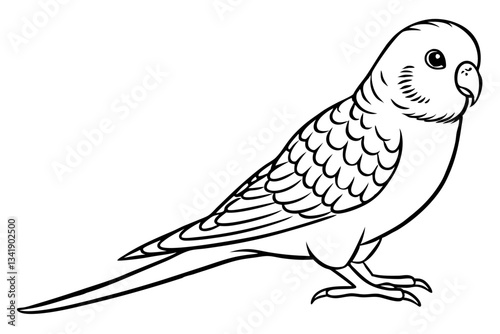 budgerigar budgie line art silhouette vector illustration