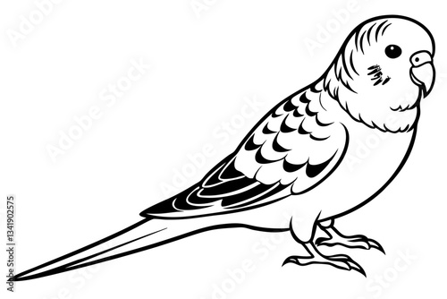 budgerigar budgie line art silhouette vector illustration