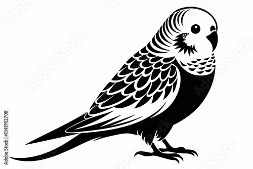 budgerigar budgie line art silhouette vector illustration
