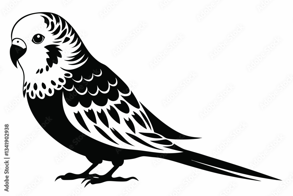 Obraz premium budgerigar budgie line art silhouette vector illustration