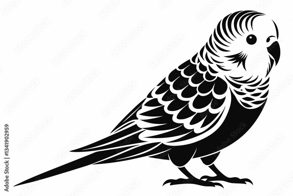 Fototapeta premium budgerigar budgie line art silhouette vector illustration