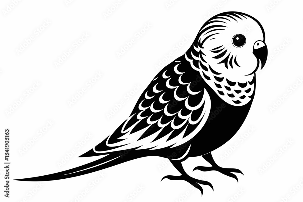 Fototapeta premium budgerigar budgie line art silhouette vector illustration