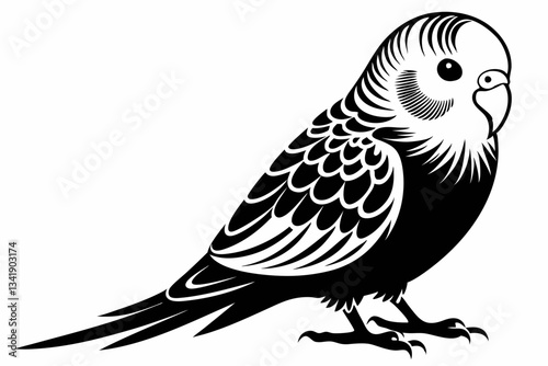 budgerigar budgie line art silhouette vector illustration