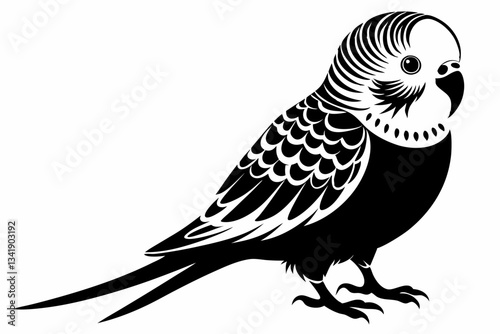 budgerigar budgie line art silhouette vector illustration