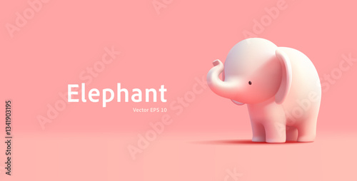 Photography Cute friendly elephant character, 3D