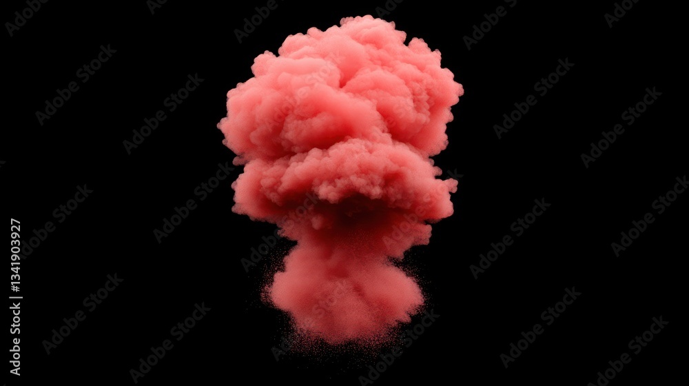 Fototapeta premium Crimson Cloud Burst: A Vivid Abstract of Pink Smoke against Black