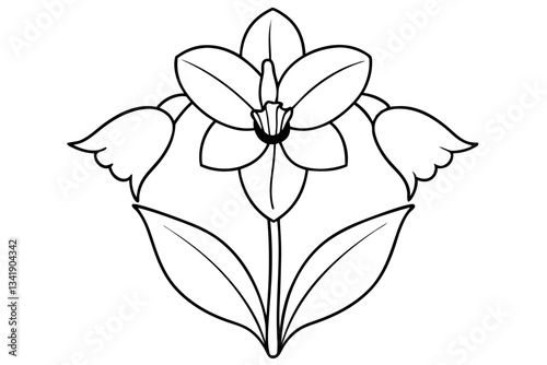 canterbury bells flower line art silhouette vector illustration