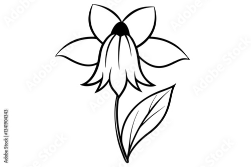 canterbury bells flower line art silhouette vector illustration