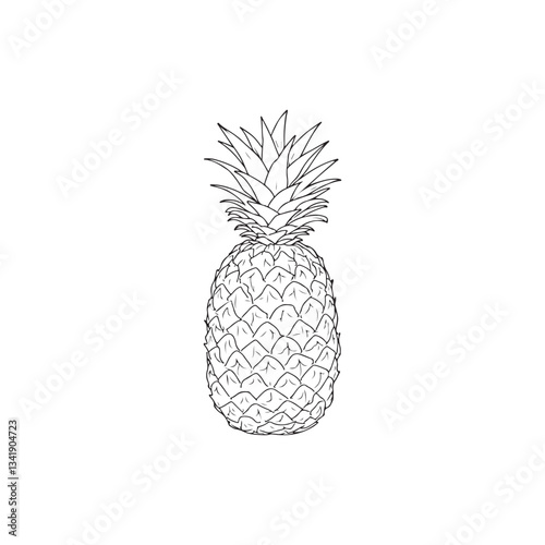 Black and white illustration of a pineapple fruit icon.
