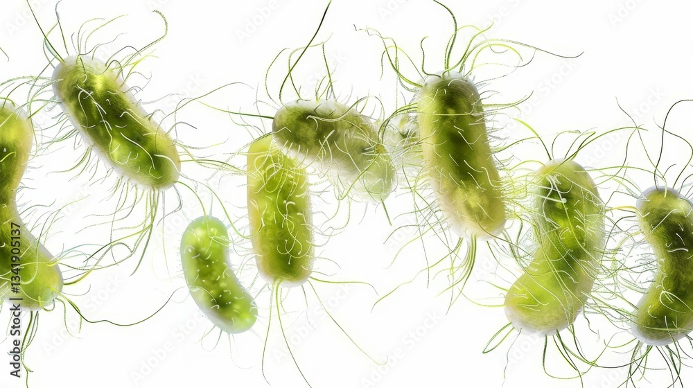 Fototapeta premium Vibrant Alien-Like Depiction of Bacteria Resembling a Microscopic World of Life Forms
