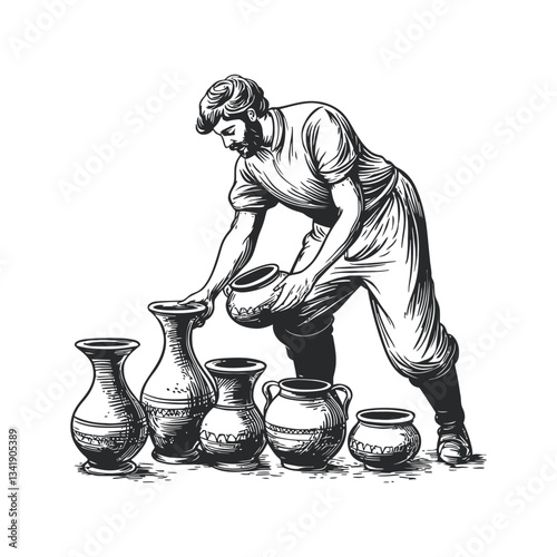 Artisan Crafting Traditional Pottery with Skillful Technique