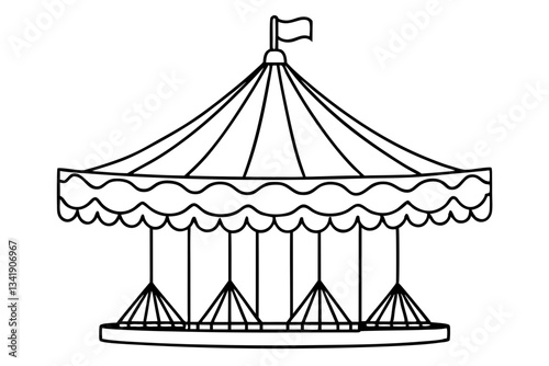 carousel line art silhouette vector illustration