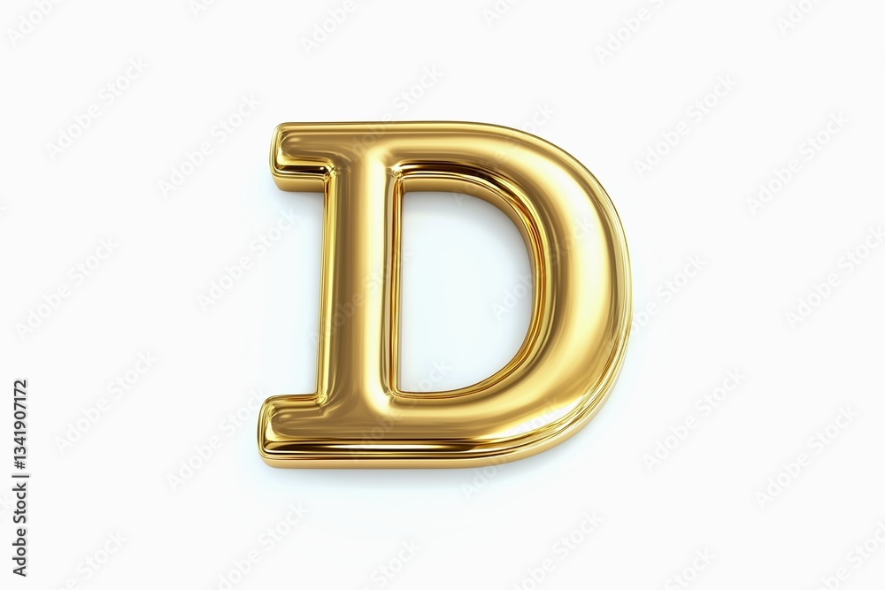 Letter D designed with shiny gold isolated on white background Letter D designed with shiny gold isolated on white background