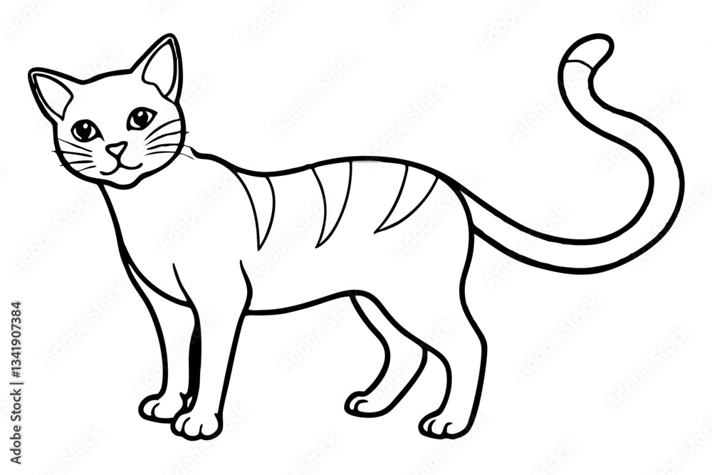 Fototapeta premium cat line art silhouette vector illustration