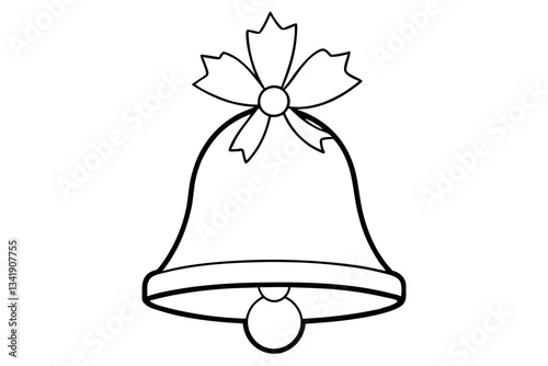 christmas bell line art silhouette vector illustration