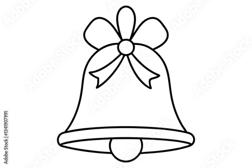 christmas bell line art silhouette vector illustration