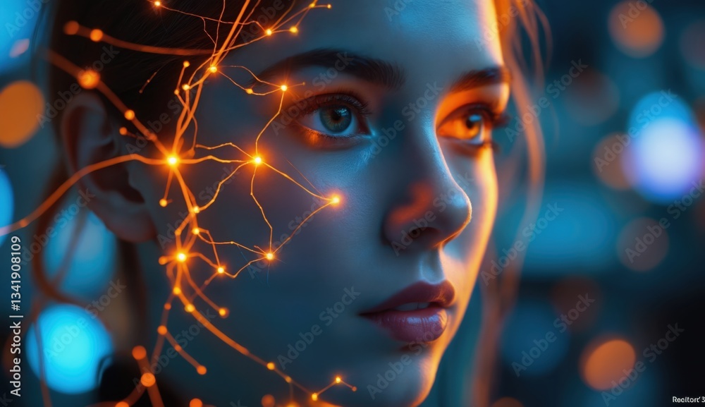 Futuristic Portrait of Woman with Abstract Geometric Elements Futuristic Portrait of Woman with Abstract Geometric Elements