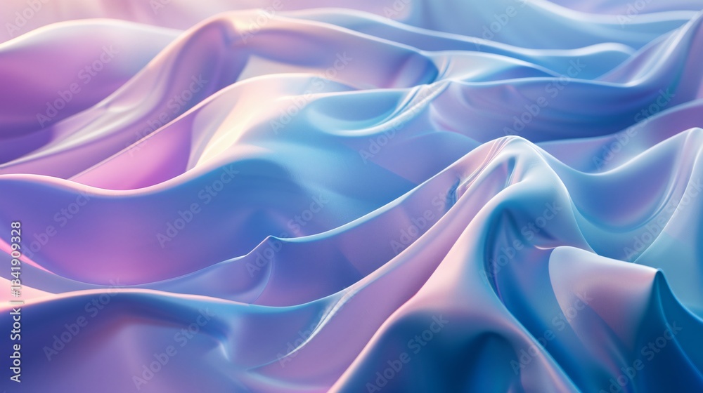 Fototapeta premium 3D render of an abstract blue and purple background with wavy elements, futuristic design