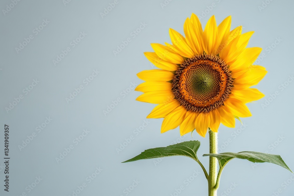 Obraz premium A Vibrant Yellow Sunflower Standing Tall Against a Blue Background