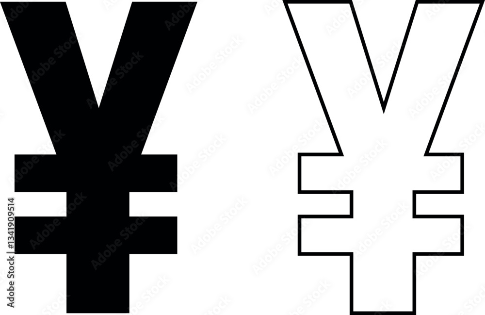 Obraz premium Japanese Yen currency symbol icon. Minimalist vector illustration of the JPY (¥), representing Japan’s economy, finance, and business sector.