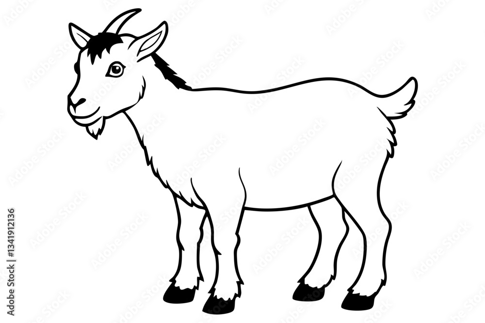 Fototapeta premium dwarf goat line art silhouette vector illustration