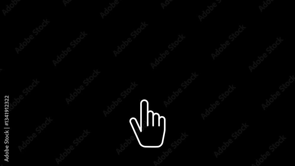 Pointer hand cursor clicking. Technology and internet icons animation on green screen background. Mouse click symbol with spark on green screen. Chroma key. 4k
