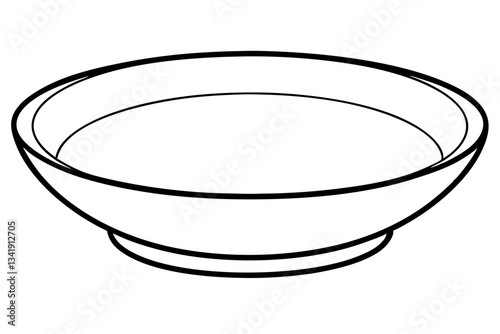 empty soup plate line art silhouette vector illustration