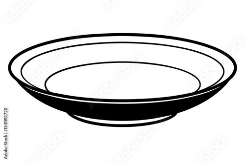 empty soup plate line art silhouette vector illustration