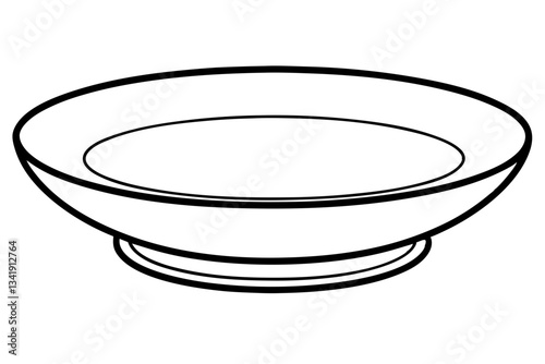 empty soup plate line art silhouette vector illustration