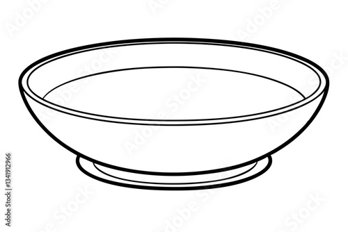 empty soup plate line art silhouette vector illustration