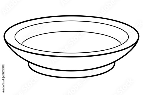 empty soup plate line art silhouette vector illustration