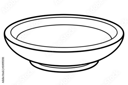 empty soup plate line art silhouette vector illustration