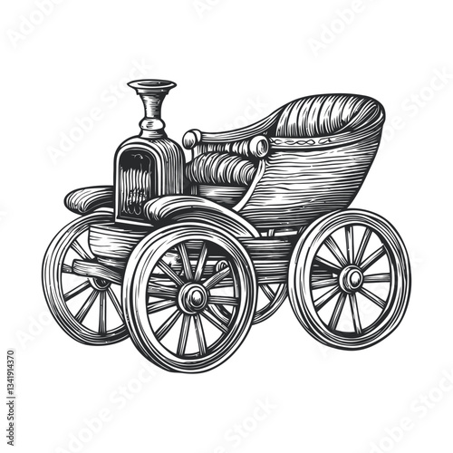 Wallpaper Mural Vintage Woodcut Carriage Illustration with Detailed Design Elements Torontodigital.ca