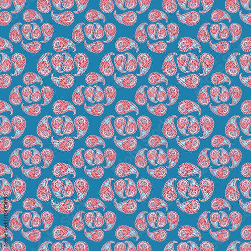 seamless paisley pattern with red color
