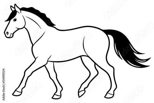 Wallpaper Mural friesian horse line art silhouette vector illustration Torontodigital.ca