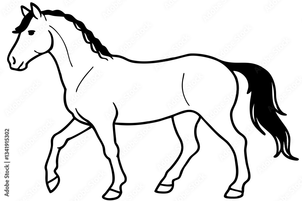 friesian horse line art silhouette vector illustration friesian horse line art silhouette vector illustration