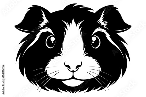 guinea pig head line art silhouette vector illustration