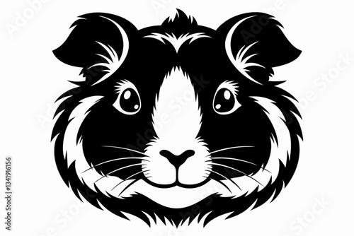 guinea pig head line art silhouette vector illustration