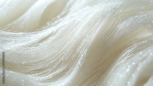 High-resolution close-up showcasing soft and glossy milk protein fibers