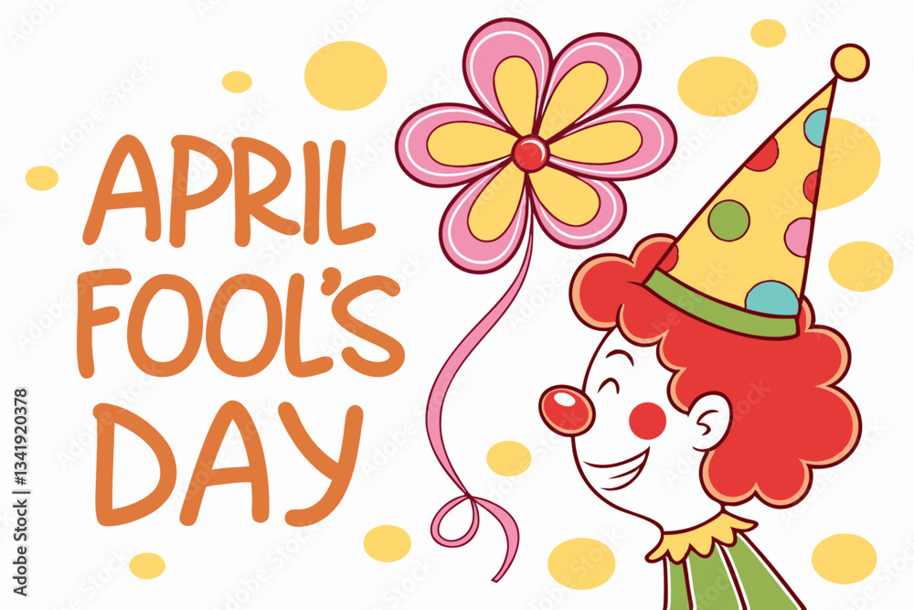 Fototapeta premium Whimsical April Fool’s Day Clown – Colorful Cartoon Character with Cheerful Expression.